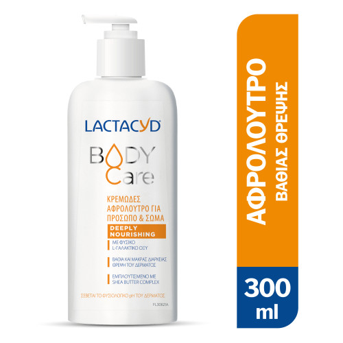 Lactacyd Body Care, κρεμώδες αφρόλουτρο για πρόσωπο & σώμα Deeply Nourishing 300ml